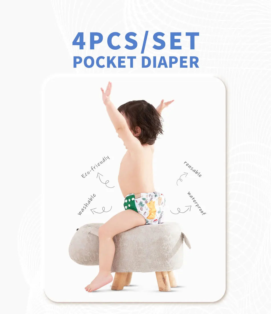 Reusable Cloth Diapers (4-Pack)
