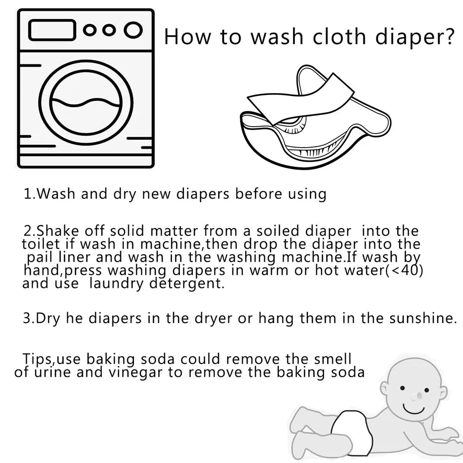 Reusable Cloth Diapers (4-Pack)